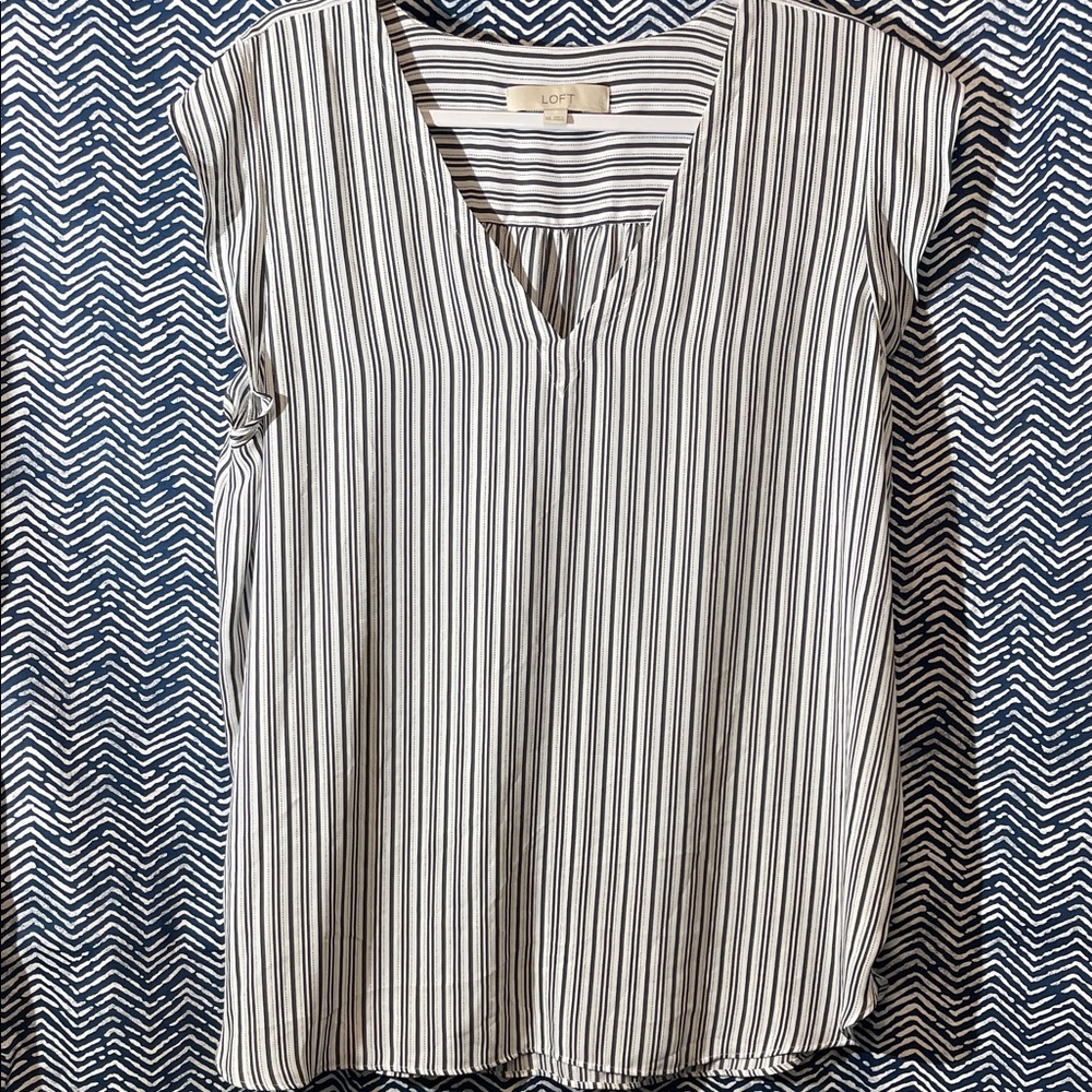 LOFT Monochrome Striped Blouse